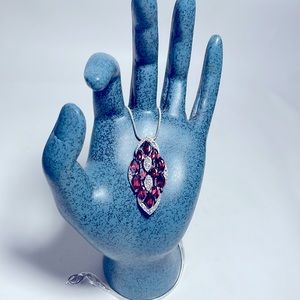 Natural Garnet and Diamond Accent Necklace in Sterling Silver